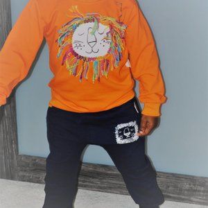 Orange Lion Sweater + Pants  Set